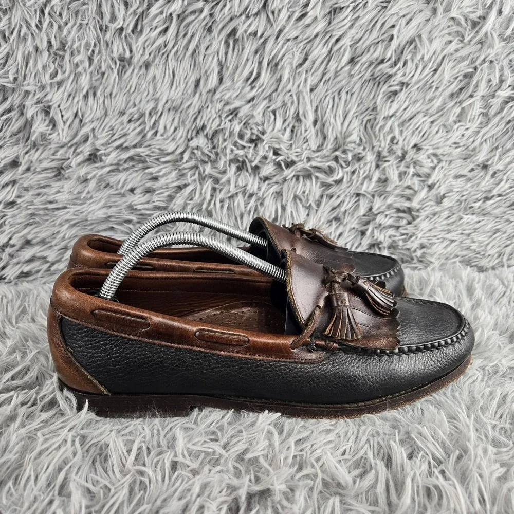 Allen Edmonds Mens 11 B Black Brown Nashua‎ Kiltie Tassel Loafers 42250